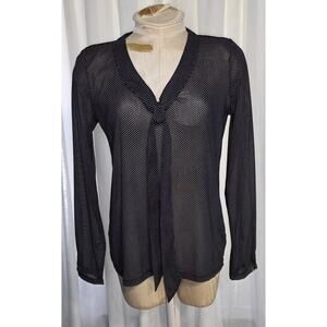 Express Sheer Pull Over Womens Long Sleeve Top Size M Whimsy Goth Stretchy